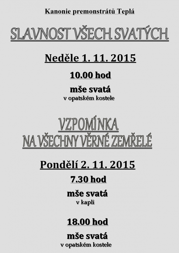 Bohoslužby za zemřel&eacute;