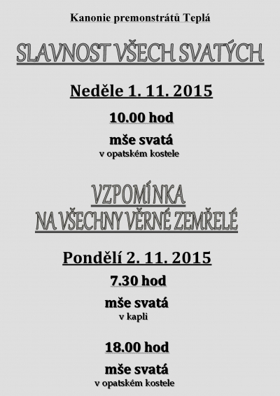 Bohoslužby za zemřel&eacute;